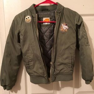 Girls olive green bomber jacket